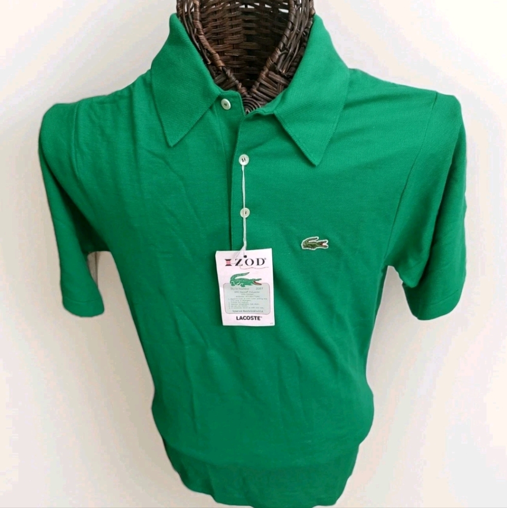 NWT Vintage Deadstock 80-90's Rare Izod Lacoste Crocodile Green Polo Shirt M - Picture 1 of 6